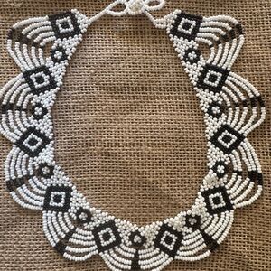 Elegant Black and White Beaded Necklace